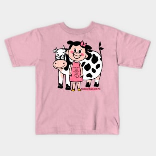 Cruelty Free Vegan Girl And Cow Kids T-Shirt